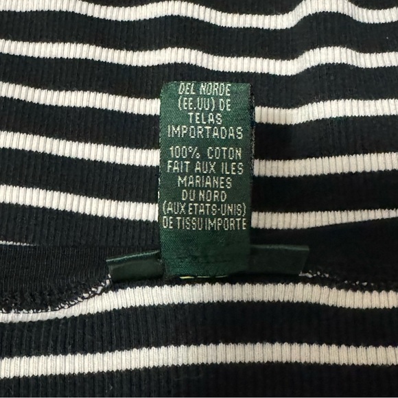 Lauren Ralph Lauren | Black & White Stripe Boat Neck Top Size Large - Picture 5 of 7